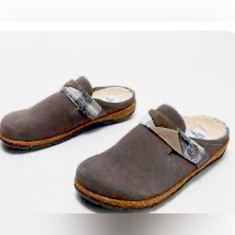 Earth Origins Pre-Owned Warm-Lined Suede Clogs Eloise Grey Brick Size 7.5